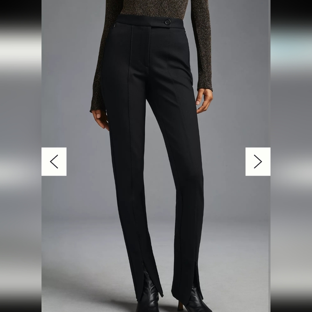 Maeve By Anthropologie Ankle Zip Dress Pants Size 10 Tall Black Straight Leg